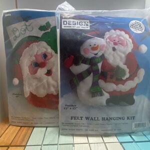 Design Works Felt Christmas Kit Lot Stocking Santa Wall Hanging Snowman Craft Se